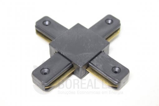 Conector Emenda X Cruz p/ Trilho Eletrificado Preto