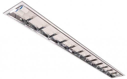 Luminária Comercial Embutir Aletada T8 p/ 2 Lâmpada Tubular 120cm
