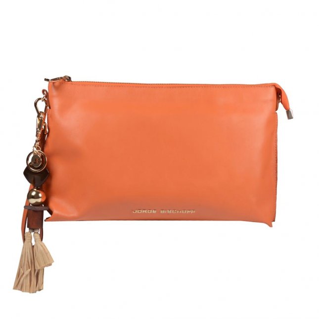 Clutch Couro Tangerina com Bag Charm V21