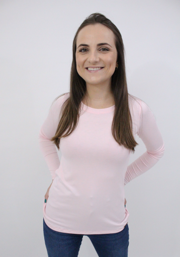 blusa manga longa rosa bebe
