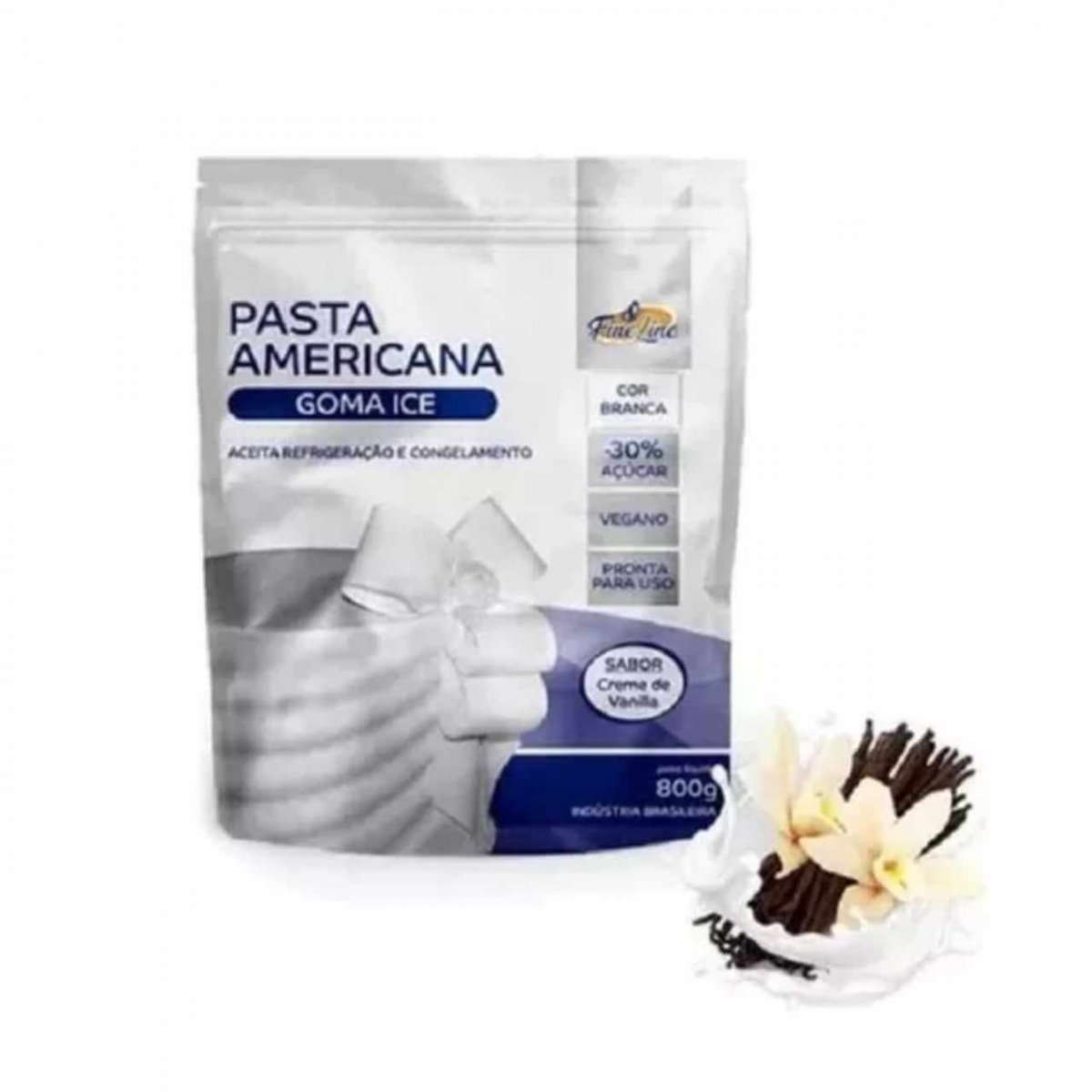 Pasta Americana Goma Ice da linha Fine Line Branca 800g. Armazém do