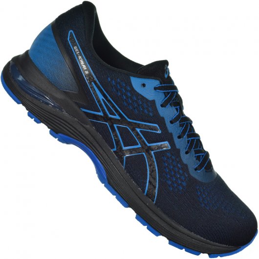 asics preto e azul