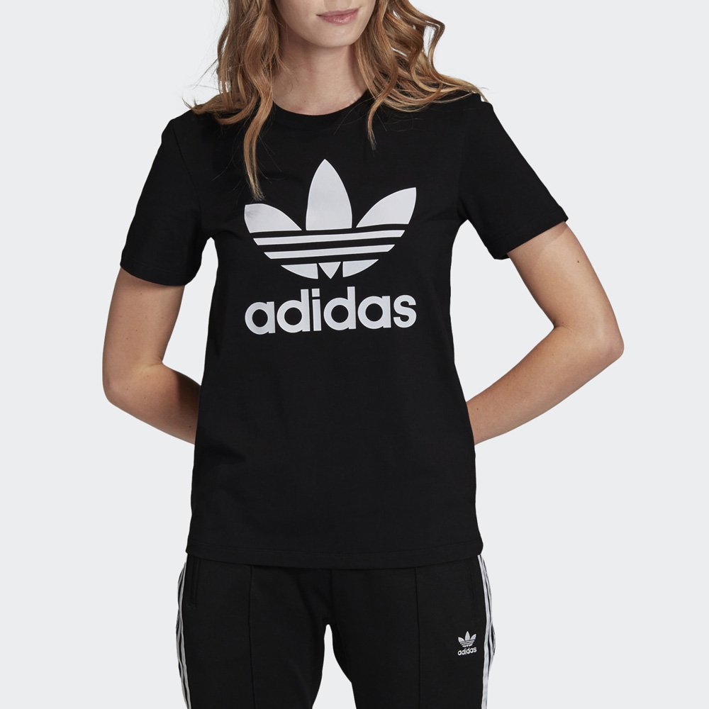 camiseta adidas trefoil branca feminina