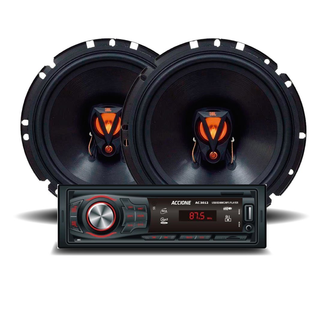 Kit Som Carro Rádio AC3012 com Alto falante JBL Flex3 6TRFX50