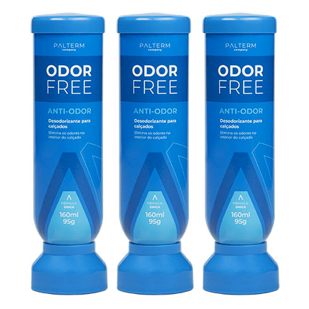Desodorante Para Pés Odor Free Kit C/ 3 Palterm Azul