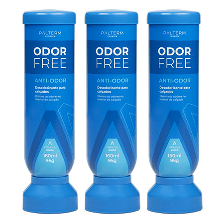 Desodorante Para Ps Odor Free Kit C/ 3 Palterm Azul