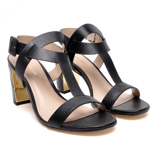 Sandália Salto Bloco Luz Da Lua Feminina Couro