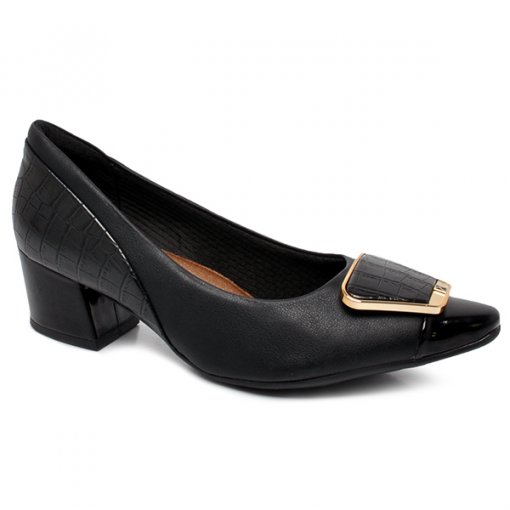 Sapato Bico Fino Piccadilly 744096-8 Verniz Preto