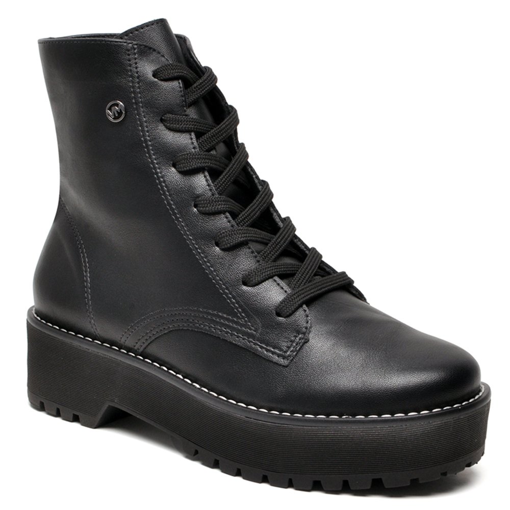 Bota Coturno Via Marte Sola Alta Feminina 21-6201 Preto