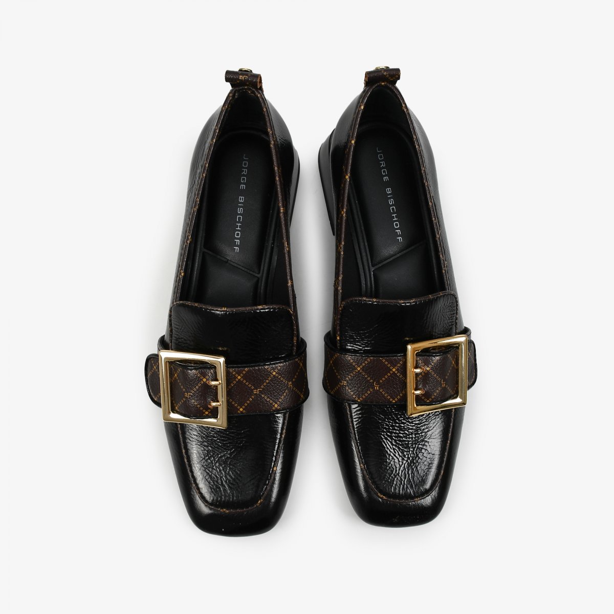 Loafer Jorge Bischoff Preto Couro Crinkle Feminino