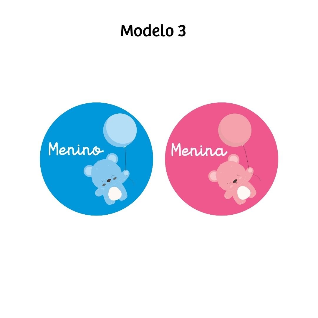 Adesivo para Chá Revelação |Em Pares Menino e Menina| 5 cm