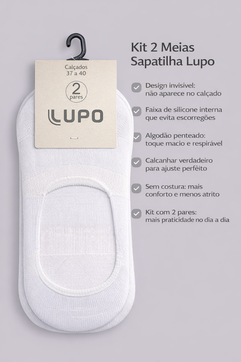 Kit 2 Meias Sapatilha Lupo 03282-088