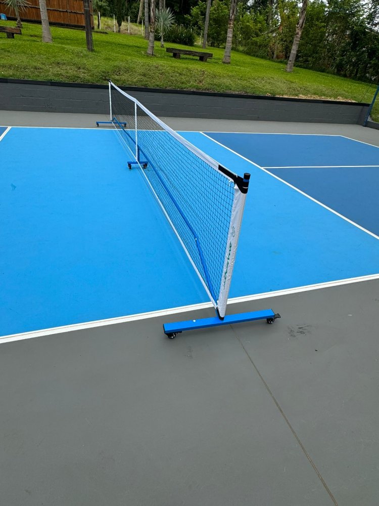 Rede de Pickleball Pickletech By AMA Sport com Rodas Branca/Azul