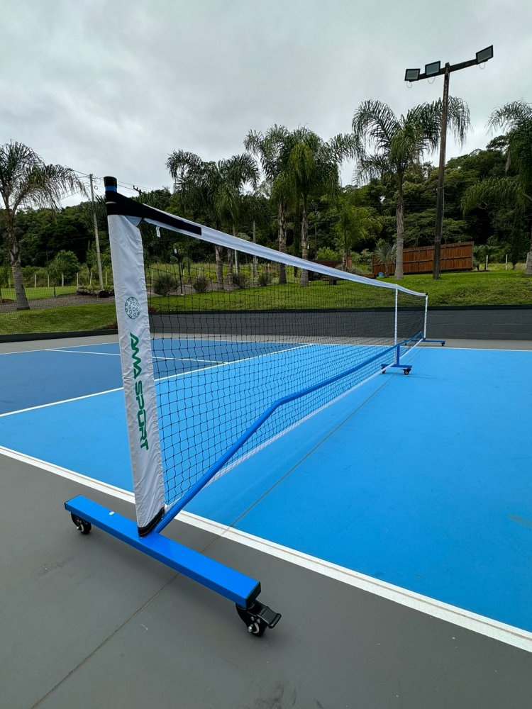 Rede de Pickleball Pickletech By AMA Sport com Rodas Branca/Azul