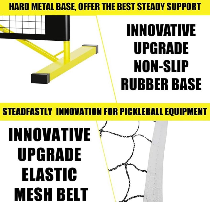 Rede de Pickleball Pickletech By AMA Sport Preta/Amarelo