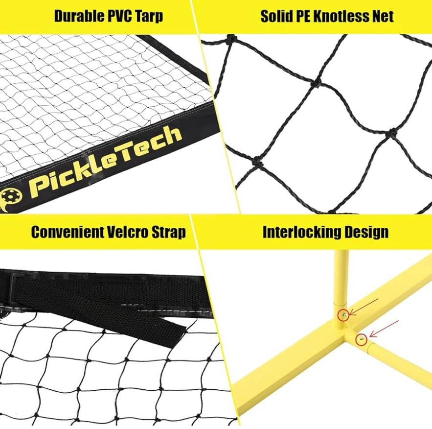Rede de Pickleball Pickletech By AMA Sport Preta/Amarelo