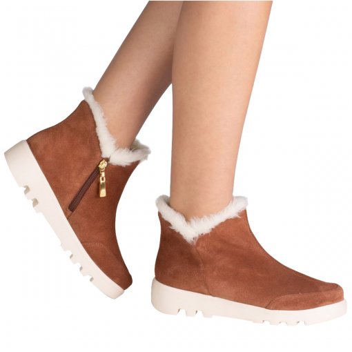 Tenis Feminino Boot Luz da Lua Camurção/pelo - Ambar/bege | Bizz Store