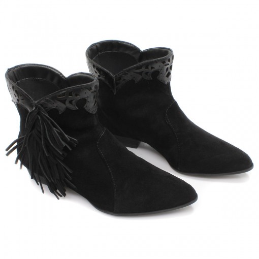 Bizz Store Bota Country Feminina Lillys Closet Preta Camurça