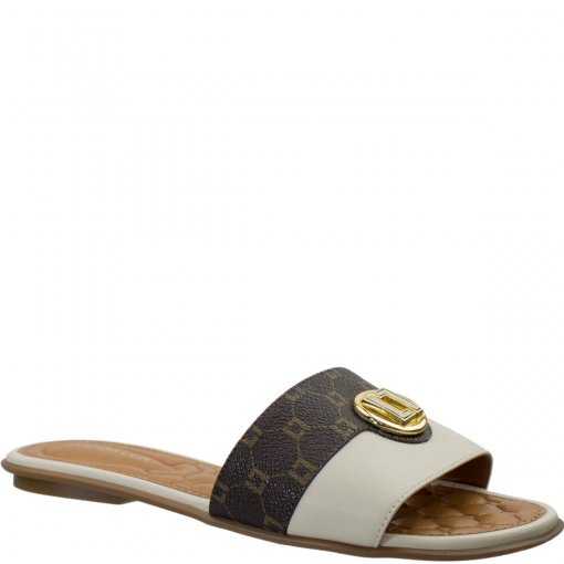 Chinelo Slide Luz da Lua Monograma Feminino S221061 - Mocca/Panna | Bizz  Store