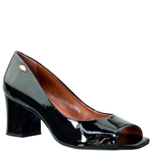 Bizz Store - Sapato Peep Toe Feminino Luz da Lua Vermelho Verniz