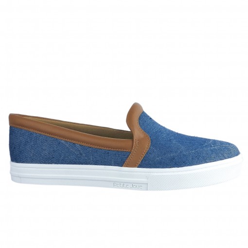 Bizz Store - Tênis Feminino Petite Jolie Jeans Azul Sem Cadarço