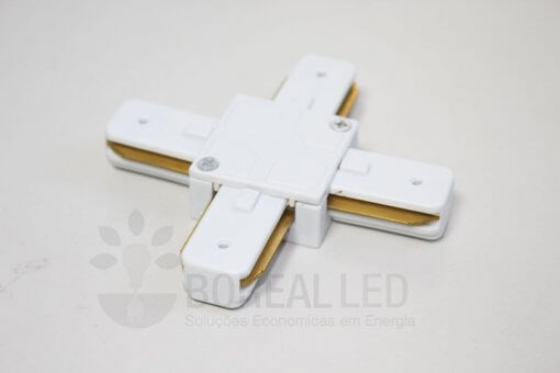 Conector Emenda X Cruz p/ Trilho Eletrificado Branco