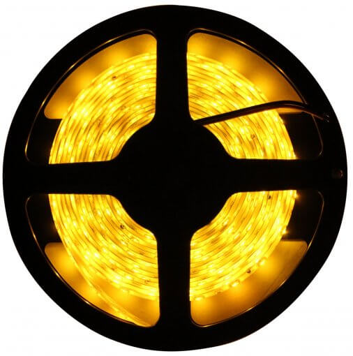 Fita LED 3528 Âmbar 300 Leds 5 Metros 12V IP65 Dupla Face