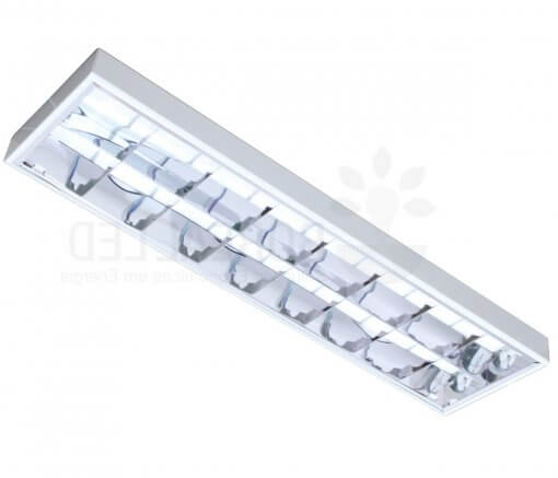 Luminária Comercial Sobrepor Aletada T8 p/ 2 Lâmpada Tubular 60cm