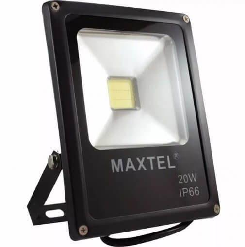 Refletor de LED 20W IP66 Bivolt Carcaça Preta Maxtel