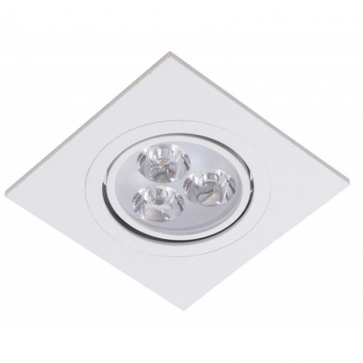 Spot de Embutir LED 3W Quadrado Borda Branca Bivolt A.XU