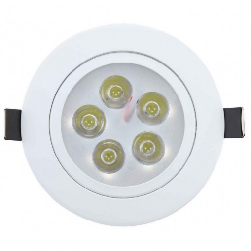 Spot de Embutir LED 5W Redondo Borda Branca Direcionavel