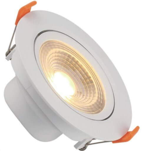 Spot Downlight LED 5W Embutir Redondo Direcionável Luz Quente ROYA