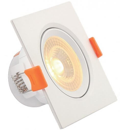 Spot Downlight LED 7W Embutir Quadrado Direcionável Luz Quente ROYA