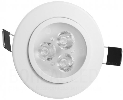 Spot LED 3w Redondo Borda Branca