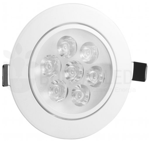 Spot LED SMD 7W Redondo 10cm Direcionável Borda Branca Bivolt