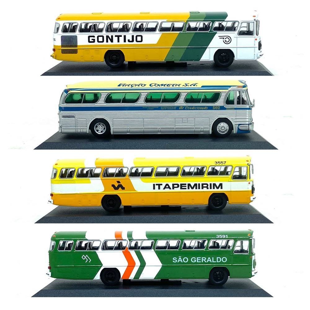 Série Completa 4 Miniaturas Ônibus Mercedes Benz / GMC - 1:72 - BR Classics