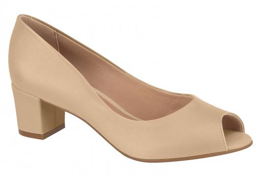 Sapato Scarpin Feminino Beira Rio Salto Grosso Bege 4777300