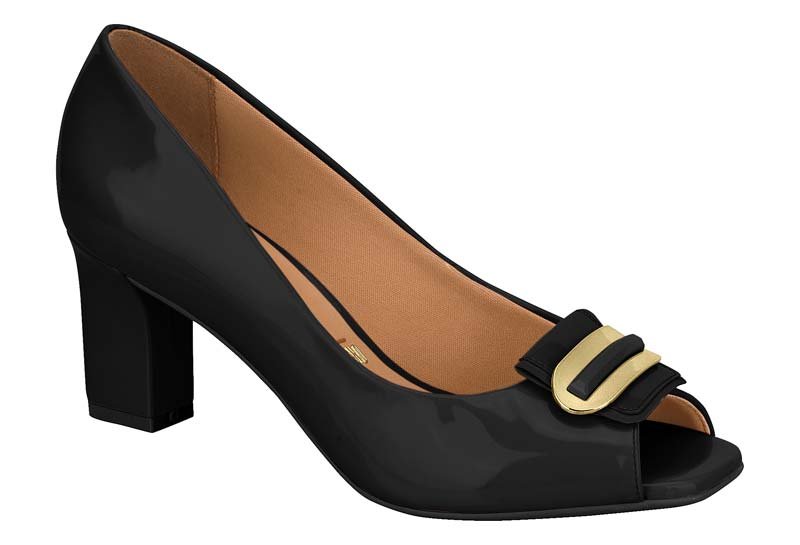 peep toe vizzano salto grosso preto