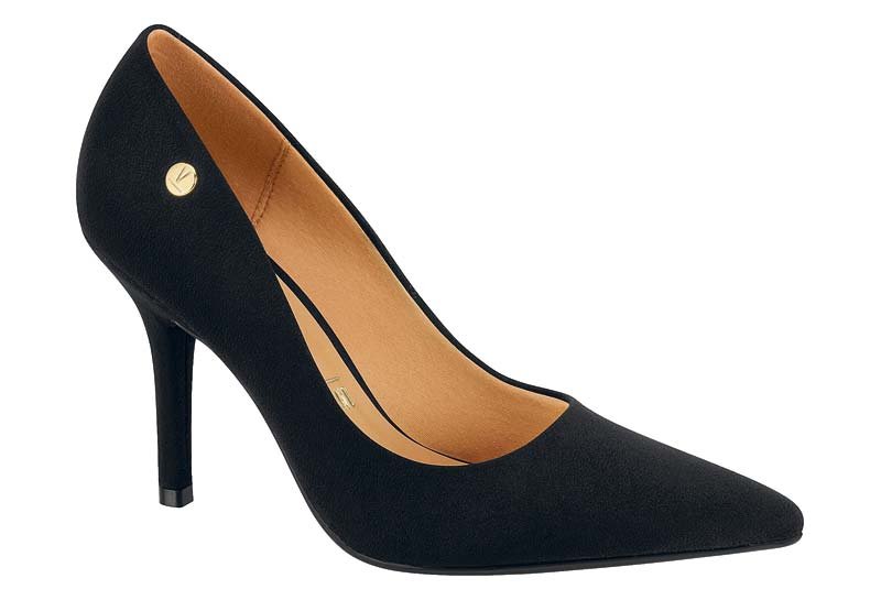 sapato de salto alto preto de camurça