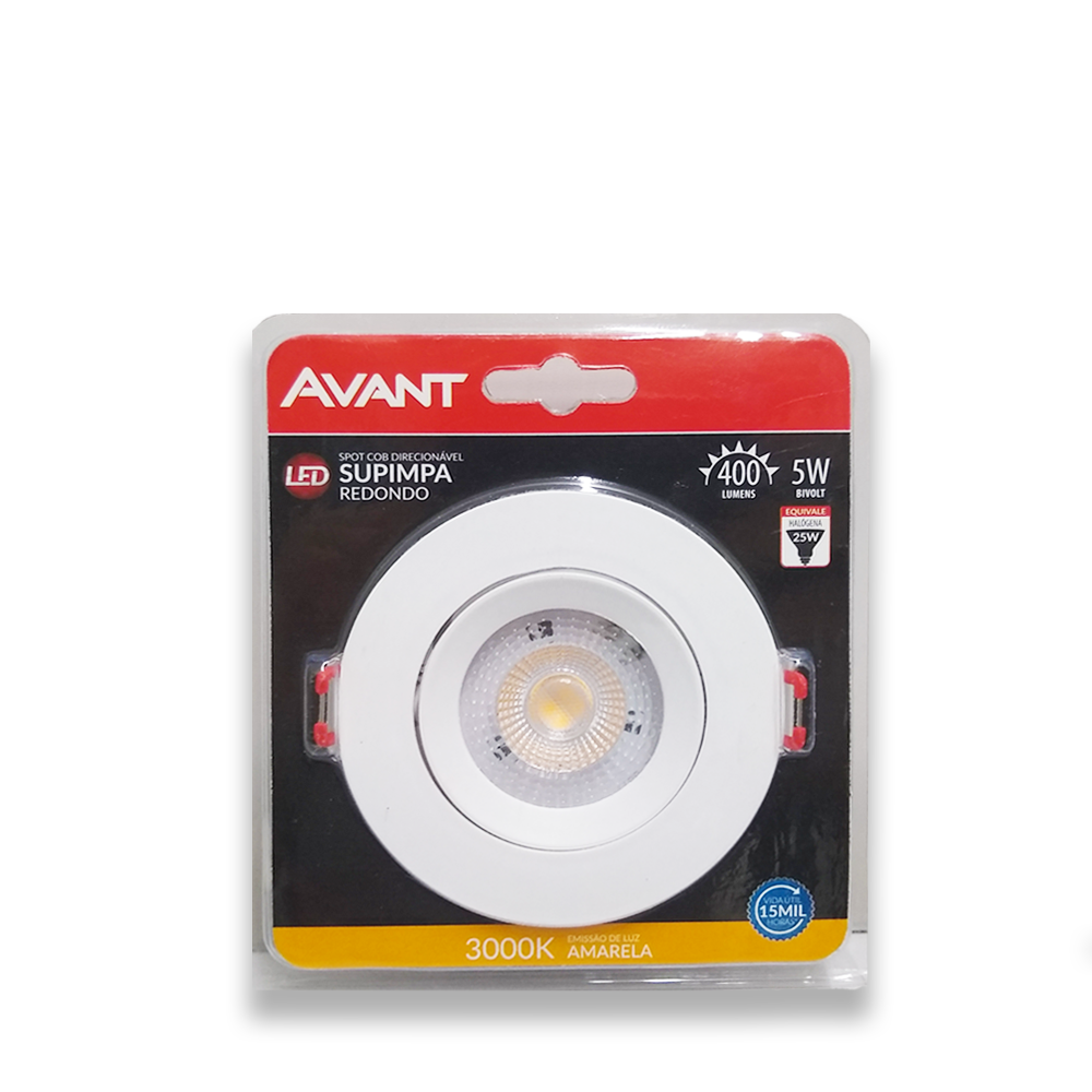 Luminaria Spot Led Supimpa Redondo 5w Amarela 3000k Avant