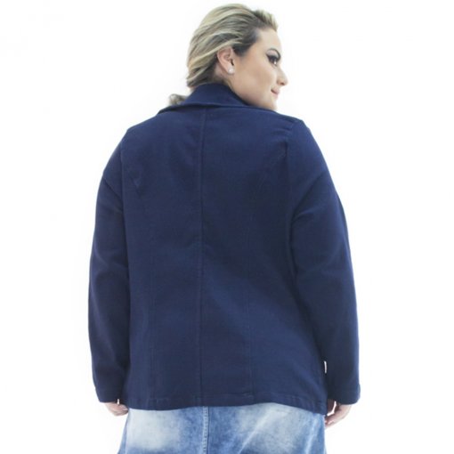 blazer feminino plus size azul marinho