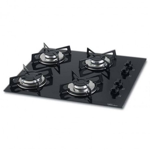 Imagem - Cooktop Fischer Chama Rápida 4 Bocas Vidro Preto Bivolt