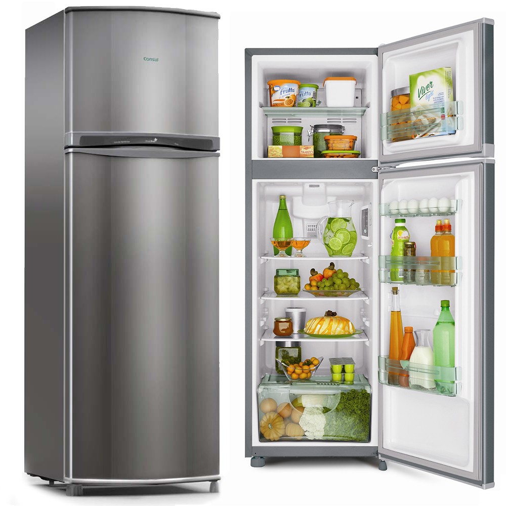Refrigerador Consul Biplex 330 2 Portas 263 Litros Inox Frost Free Refrigerador Consul Biplex 330 2 Portas 263 Litros Inox Frost Free