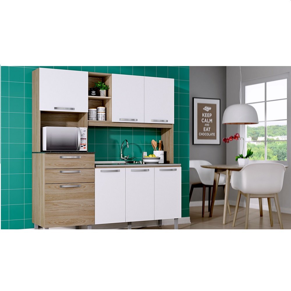 Cozinha Compacta Canela Branco Carvalho Madeira 1 Pe A Com Pia Inox Cozinha Compacta Canela Branco Carvalho Madeira 1 Pe A Com Pia Inox