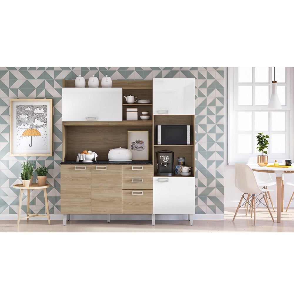 Cozinha Compacta Damasco Branco Carvalho Madeira 1 Pe A Com Tampo Cozinha Compacta Damasco Branco Carvalho Madeira 1 Pe A Com Tampo