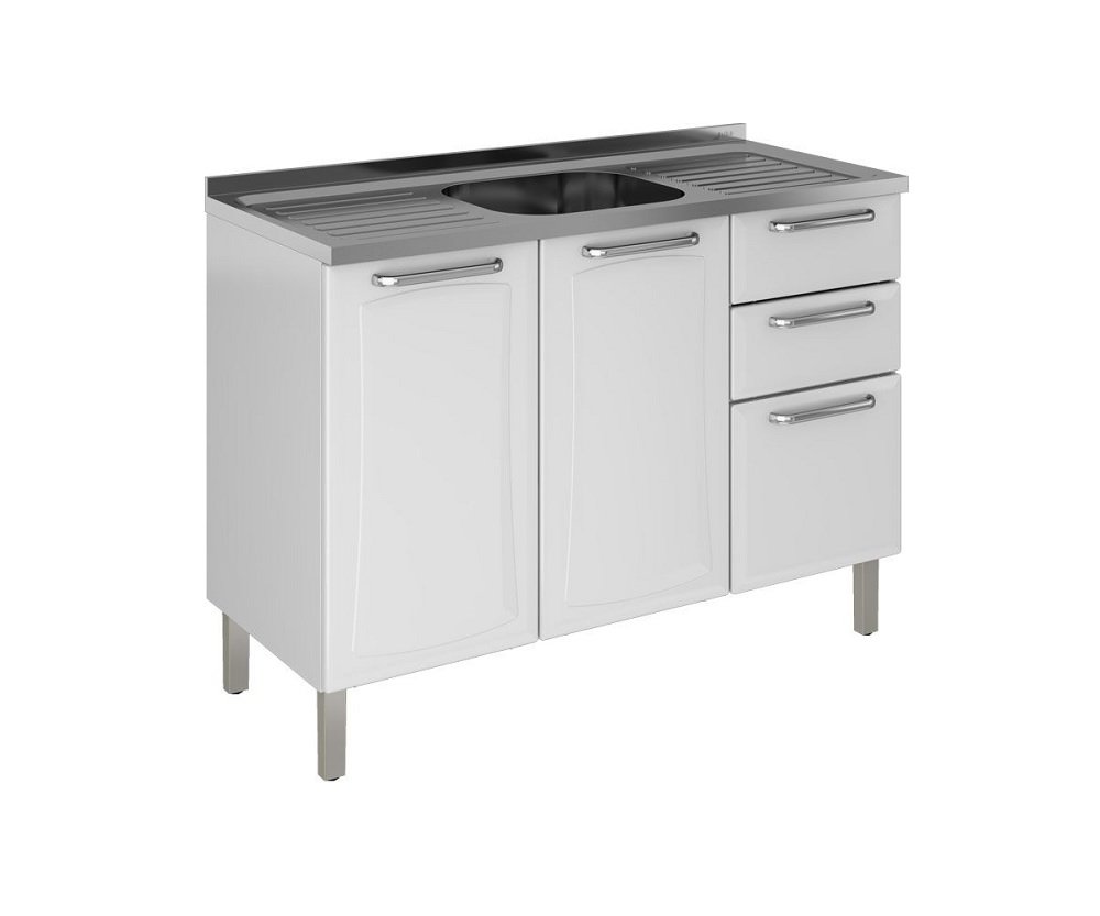 Gabinete De Cozinha Com Pia Inox Tarsila Branco A O 3 Portas E 2 Gabinete De Cozinha Com Pia Inox Tarsila Branco A O 3 Portas E 2