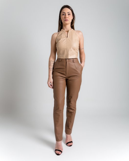 Calça Alfaitaria de couro exclusivo Couros do Valleh 10X sem juros