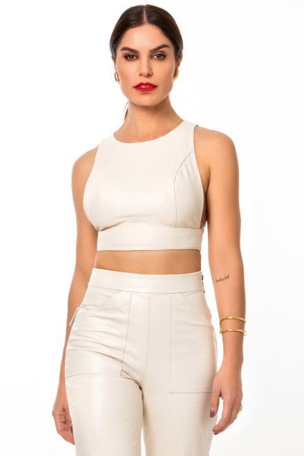 Cropped Duda de couro exclusivo Couros do Valleh 10X sem juros