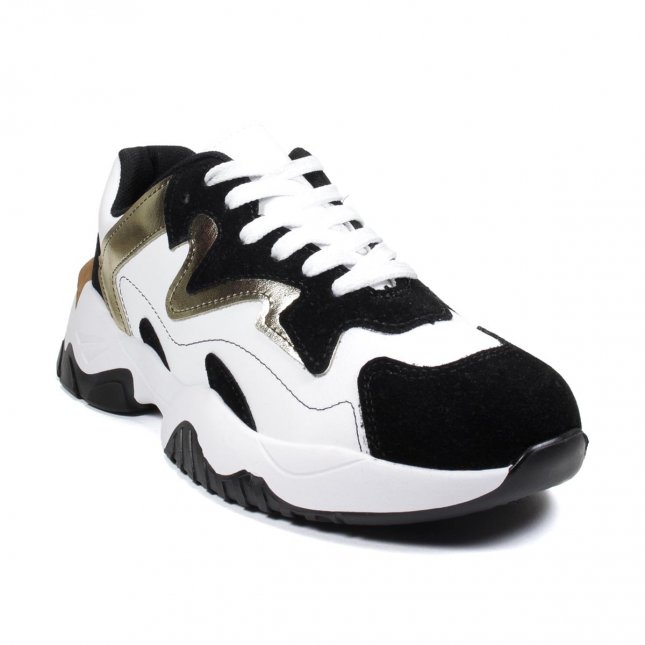 Tênis Beira Rio 4248103 Branco Preto e Dourado - VEST