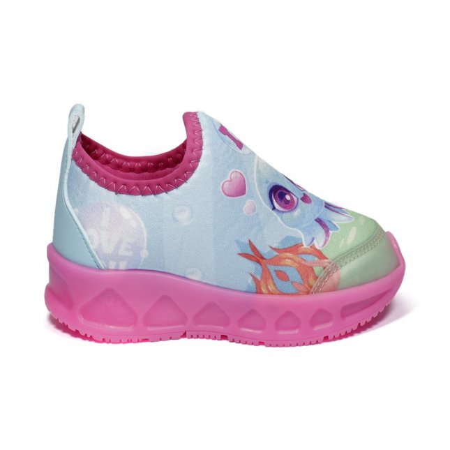 Tênis Infantil Novopé Polvo Fundo Do Mar Com Led Menina -